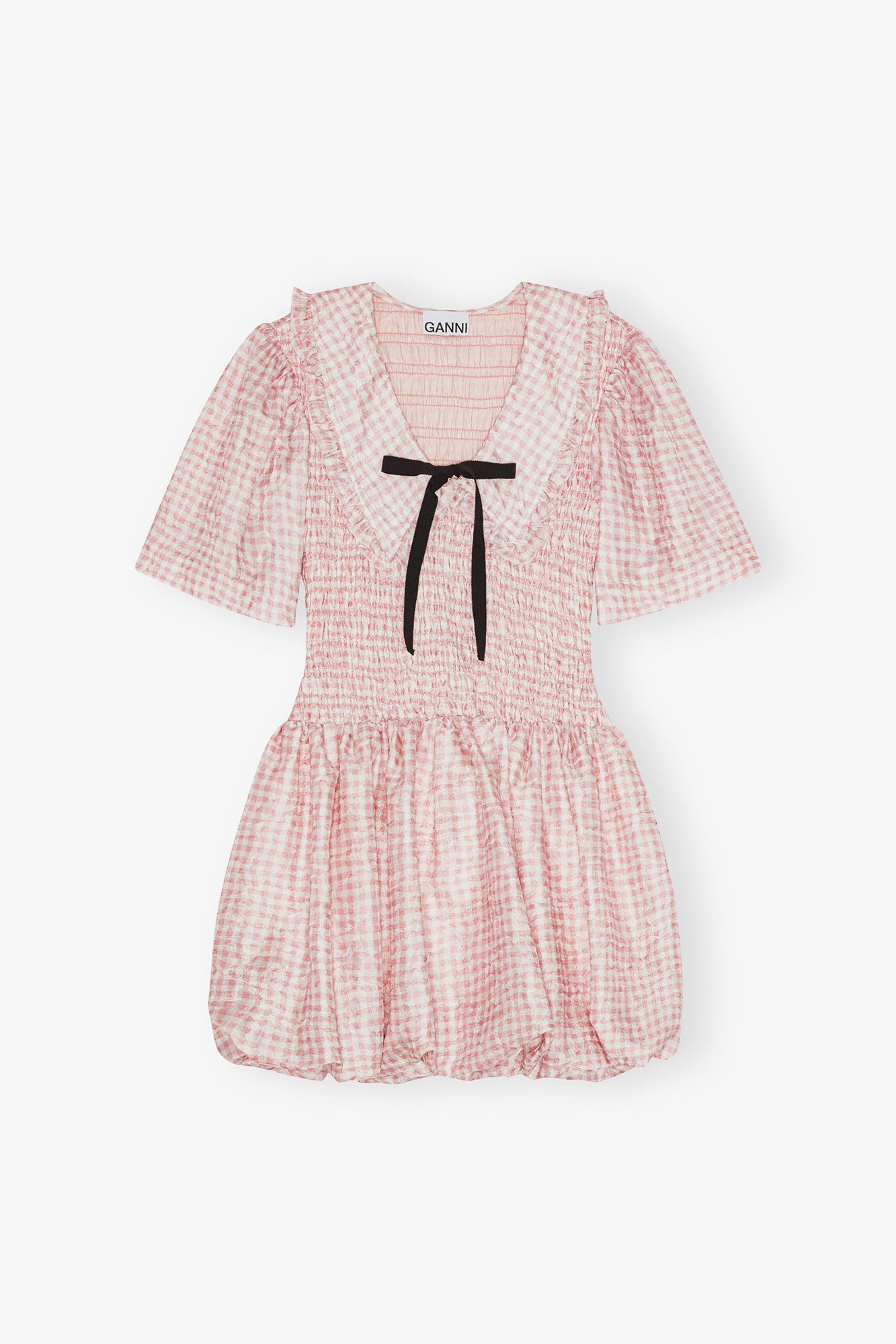 【関税＆送料込み】Ganni 'Pink Check' Dress Bleached Mauve Pink Check Dress | GANNI US
